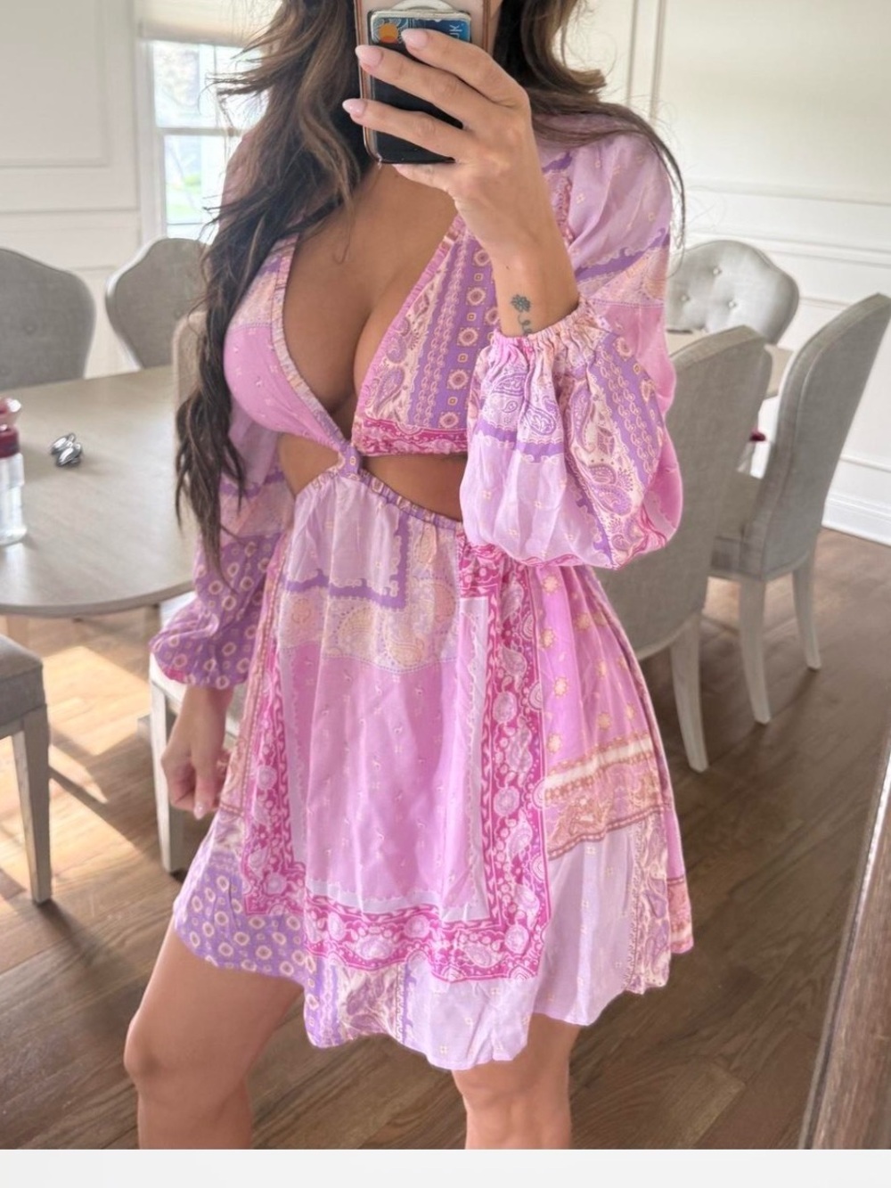 Lilac Cutout Boho Mini Dress - Women - Picture 7 of 8